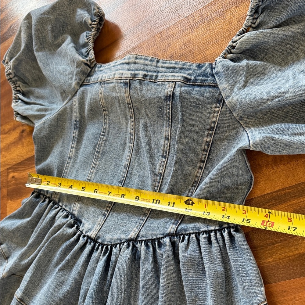 Softer Denim Dress with Puff Sleeves sz M (NWT) - Picture 6 of 15